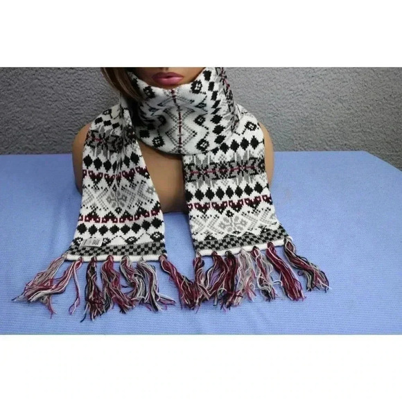 Joe Boxer Scarf-64"-White, Black, Burgundy - Picture 1 of 8
